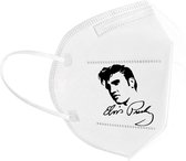 Elvis Presley mondkapje | muziek | rock n roll | grappig | gezichtsmasker | bescherming | bedrukt | logo | Wit mondmasker van katoen, uitwasbaar & herbruikbaar. Geschikt voor OV