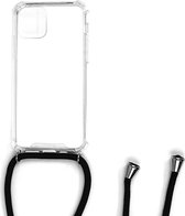 iPhone 12 Pro Max transparant TPU hoesje met koord - Zwart koord - TPU - Stevig - Telehoesje - Goedkoop - Necklace - Neckstrap - Telefoon koord - Telefoonhoesje met koord - Ketting