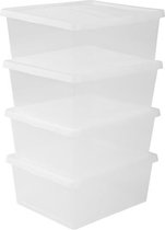 IRIS OHYAMA Set van 4 opbergdozen met deksel NCB-17 - 4x 17 L - L40 x B34,5 x H16,8 cm - Transparant