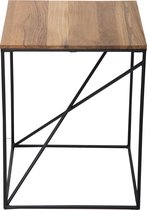 Claire: Salontafel - koffietafel - bijzettafel – lage tafel – woonkamer tafel vierkant met zwart stalen frame en massief eiken blad (rustiek). Lxbxh: 40x40x50cm. Hoogwaardige kwali