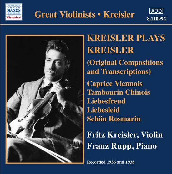 Fritz Kreisler, viool, met viool in handen, met baardje.
