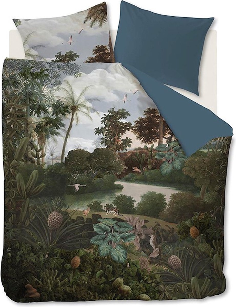 At home with Marieke Dekbedovertrek Voyage - 200 x 200/220 cm - groen