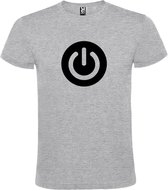 Grijs t-shirt met " Power Button " print Zwart size XXXL