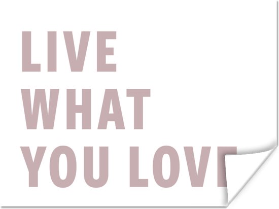 Poster Quotes - Spreuken - Live what you love - Liefde - 40x30 cm