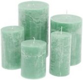 Femma Geurmelts & More - Set van 6 Rustieke Kaarsen - Groene Kleur