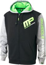 Mens Zip Through Hoodie Black - Heather Grey - Lime (MPSWT479) S