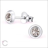 Aramat jewels ® - Zilveren oorbellen rond 5mm grijs swarovski elements kristal