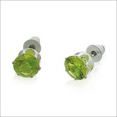 Aramat jewels ® - Oorbellen rond staal zirkonia 7mm licht groen
