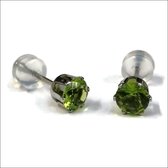 Aramat jewels ® - Oorbellen zirkonia zweerknopjes rond 5mm olijf groen chirurgisch staal