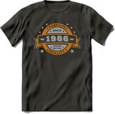 Premium Since 1986 T-Shirt | Goud - Zilver | Grappig Verjaardag Kleding Cadeau Shirt | Dames - Heren - Unisex Tshirt | - Donker Grijs - M