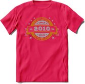Premium Since 2010 T-Shirt | Goud - Zilver | Grappig Verjaardag Kleding Cadeau Shirt | Dames - Heren - Unisex Tshirt | - Roze - S