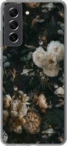 Geschikt voor Samsung Galaxy S21 FE hoesje - Bloemen - Patronen - Vogel - Siliconen Telefoonhoesje