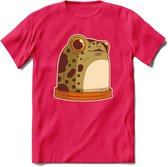 Blije kikker T-Shirt Grappig | Dieren reptielen Kleding Kado Heren / Dames | Animal Skateboard Cadeau shirt - Roze - L