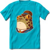 Fancy frog T-Shirt Grappig | Dieren rijke kikker Kleding Kado Heren / Dames | Animal Skateboard Cadeau shirt - Blauw - L