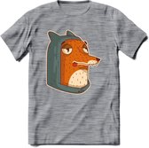 Hoodie fox T-Shirt Grappig | Dieren vos Kleding Kado Heren / Dames | Animal Skateboard Cadeau shirt - Donker Grijs - Gemaleerd - M