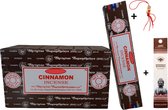 2 pakjes met 15 gram - Wierook - Wierookstokjes - Incense sticks - Kaneel - Cinnamon + 5 Mini Wierookstokjes + Gelukspoppetje
