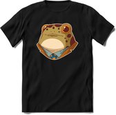 casual kikker T-Shirt Grappig | Dieren reptiel Kleding Kado Heren / Dames | Animal Skateboard Cadeau shirt - Zwart - XXL