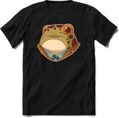 casual kikker T-Shirt Grappig | Dieren reptiel Kleding Kado Heren / Dames | Animal Skateboard Cadeau shirt - Zwart - 3XL