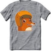 Safety fox T-Shirt Grappig | Dieren vos Kleding Kado Heren / Dames | Animal Skateboard Cadeau shirt - Donker Grijs - Gemaleerd - M