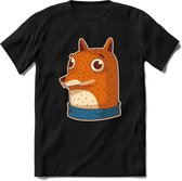 Casual vos T-Shirt Grappig | Dieren Kleding Kado Heren / Dames | Animal Skateboard Cadeau shirt - Zwart - L