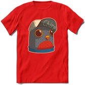 Chirp vogel T-Shirt Grappig | Dieren Kleding Kado Heren / Dames | Animal Skateboard Cadeau shirt - Rood - L