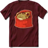Hoodie frog T-Shirt Grappig | Dieren kikker Kleding Kado Heren / Dames | Animal Skateboard Cadeau shirt - Burgundy - XL