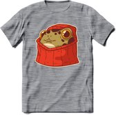 Hoodie frog T-Shirt Grappig | Dieren kikker Kleding Kado Heren / Dames | Animal Skateboard Cadeau shirt - Donker Grijs - Gemaleerd - M