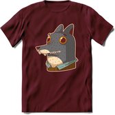 Casual wolf T-Shirt Grappig | Dieren Kleding Kado Heren / Dames | Animal Skateboard Cadeau shirt - Burgundy - XXL