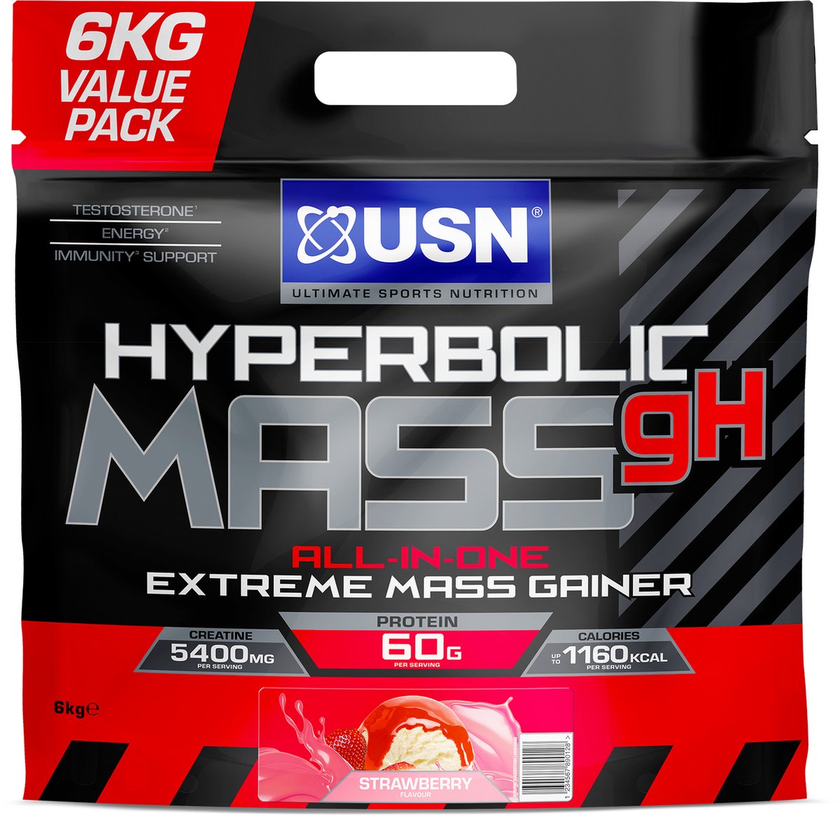 USN Hyperbolic All in One Mass (6000g) Strawberry - Gewichtstoename - Met Creatine