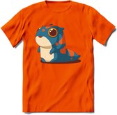 Schattige monster kat T-Shirt Grappig | Dieren katten Kleding Kado Heren / Dames | Animal Skateboard Cadeau shirt - Oranje - XL