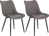 Polaza Home® Eetkamerstoelen set van 2 – Eetkamerstoel – Eetkamerstoelen – Eetkamerstoel Leer - Donker Grijs
