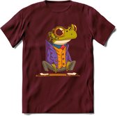 Casual kikker T-Shirt Grappig | Dieren reptiel Kleding Kado Heren / Dames | Animal Skateboard Cadeau shirt - Burgundy - L