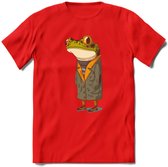 Casual kikker T-Shirt Grappig | Dieren reptiel Kleding Kado Heren / Dames | Animal Skateboard Cadeau shirt - Rood - M
