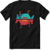 Casual monsters T-Shirt Grappig | Dieren Kleding Kado Heren / Dames | Animal Skateboard Cadeau shirt - Zwart - S