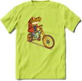 Biker kikker T-Shirt Grappig | Dieren reptiel Kleding Kado Heren / Dames | Animal Skateboard Cadeau shirt - Groen - XXL