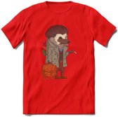 Casual egel T-Shirt Grappig | Dieren herfst Kleding Kado Heren / Dames | Animal Skateboard Cadeau shirt - Rood - XL