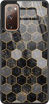 Samsung S20 FE hoesje glass - Hexagons zwart | Samsung Galaxy S20 case | Hardcase backcover zwart