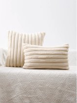 kussenhoes | Sierkussen| Ribstof (extra dik en extra zacht) | 30x50 CM | Beige