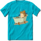 Badkuip kikker onderwater T-Shirt Grappig | Dieren reptiel Kleding Kado Heren / Dames | Animal Skateboard Cadeau shirt - Blauw - L