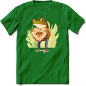 Valentijn kikker T-Shirt Grappig | Dieren Valentijnsdag Kleding Kado Heren / Dames | Animal Skateboard Cadeau shirt - Donker Groen - XL