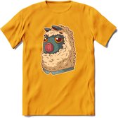 Casual lama T-Shirt Grappig | Dieren alpaca Kleding Kado Heren / Dames | Animal Skateboard Cadeau shirt - Geel - M