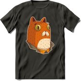 Casual kat T-Shirt Grappig | Dieren katten Kleding Kado Heren / Dames | Animal Skateboard Cadeau shirt - Donker Grijs - S