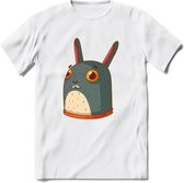Konijn T-Shirt Grappig | Dieren konijnen Kleding Kado Heren / Dames | Animal Skateboard Cadeau shirt - Wit - L