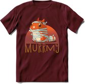 Kat murrmy T-Shirt Grappig | Dieren katten halloween Kleding Kado Heren / Dames | Animal Skateboard Cadeau shirt - Burgundy - M