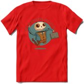 Casual skelet T-Shirt Grappig | Dieren halloween Kleding Kado Heren / Dames | Animal Skateboard Cadeau shirt - Rood - S