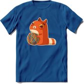 Kat en draad T-Shirt Grappig | Dieren katten Kleding Kado Heren / Dames | Animal Skateboard Cadeau shirt - Donker Blauw - L
