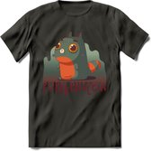 Monster van Purrkenstein T-Shirt Grappig | Dieren katten halloween Kleding Kado Heren / Dames | Animal Skateboard Cadeau shirt - Donker Grijs - L