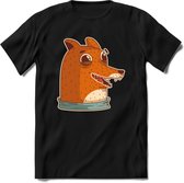 Lachende vos T-Shirt Grappig | Dieren honden Kleding Kado Heren / Dames | Animal Skateboard Cadeau shirt - Zwart - XL
