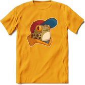 Hippe Kikker T-Shirt Grappig | Dieren reptielen Kleding Kado Heren / Dames | Animal Skateboard Cadeau shirt - Geel - S