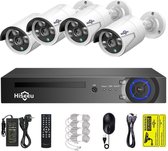 Beveiligingscamera Set van 4 - 1 Tb Opslag - voor Binnen en Buiten - Waterproof - Bewakingscamera - Camera Beveiliging - Wit